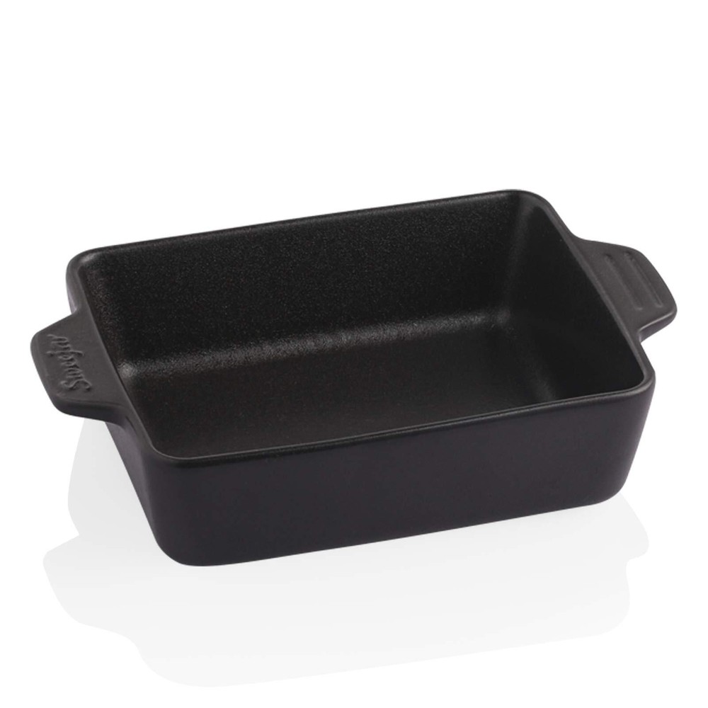 Small Rectangular Ceramic Baking Dish 22OZ Double Handles Black 6.5x4.9