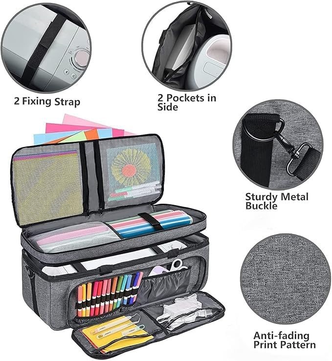 Carrying Case for Cricut Maker 3, Maker 4, Double-Layer Machine Bag with Cover