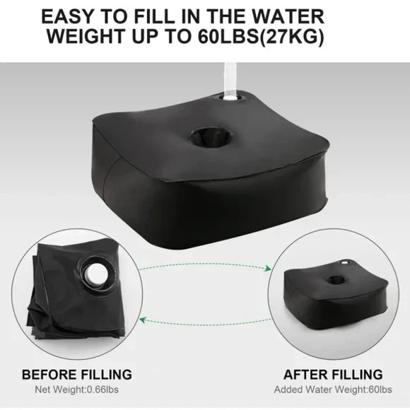NiP Portable Weighted Base PVC Umbrella Stand Water Bag Up to 60 LBS 16x16"