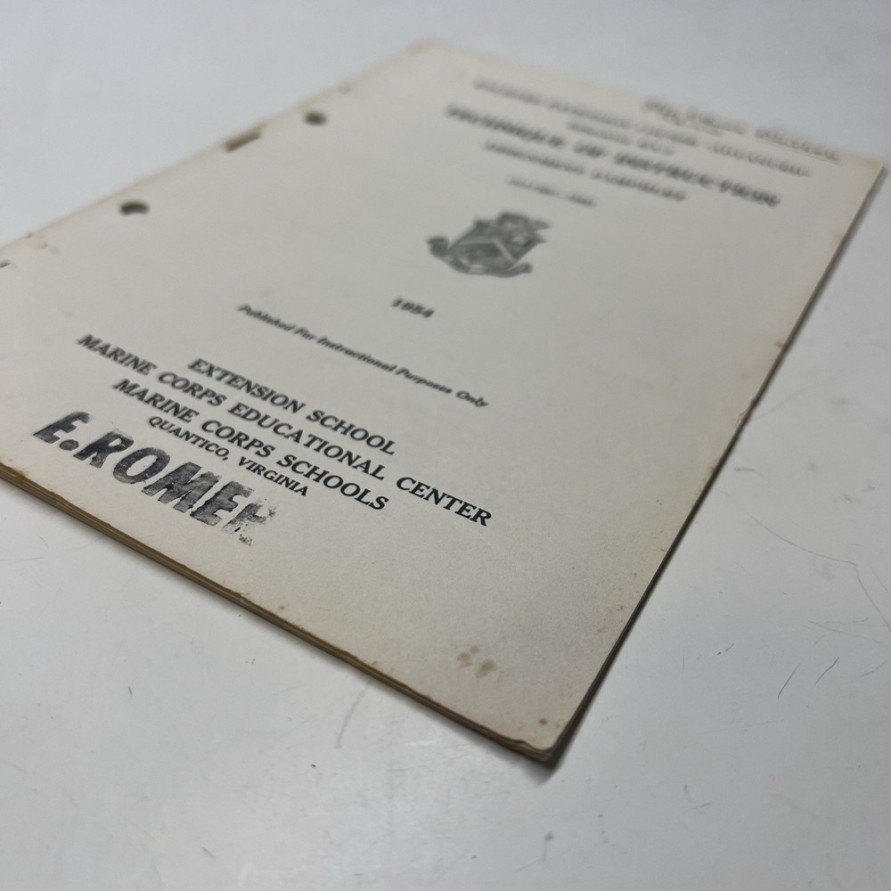 1954 US Marine Corps Extension School Completed Assignment Pamphlet EA-2