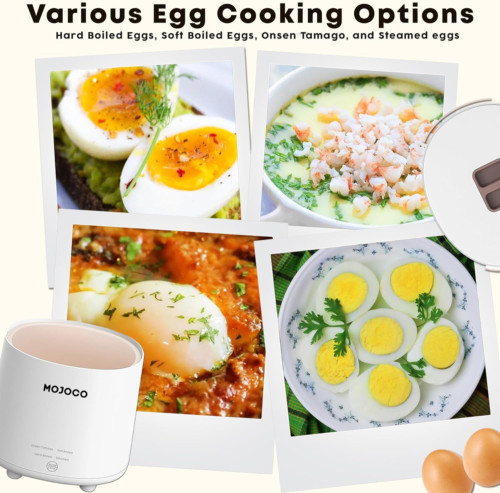 Mojoco Rapid Egg Cooker - Mini for Steamed, Hard Boiled, White