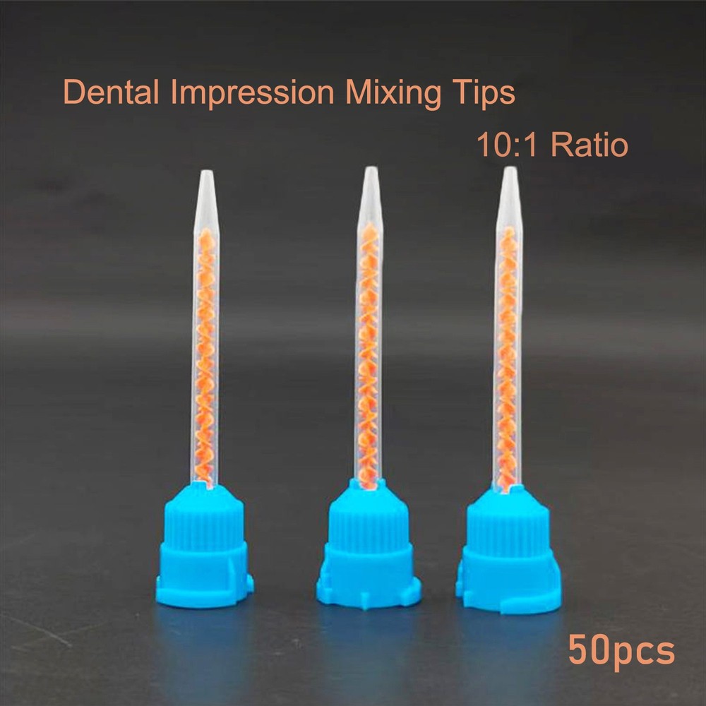 Mixing Tips 10:1 Ratio  2.76‘’ Crown & Bridge Impression, 50-Pack Blue/Orange