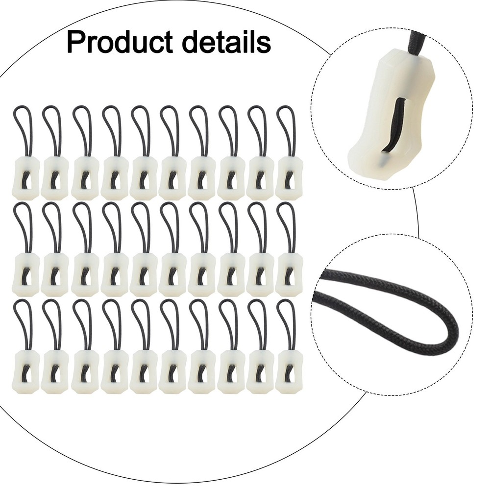 30pcs Luminous Zipper Pulls for Camping Backpack Luggage Replacement Rope