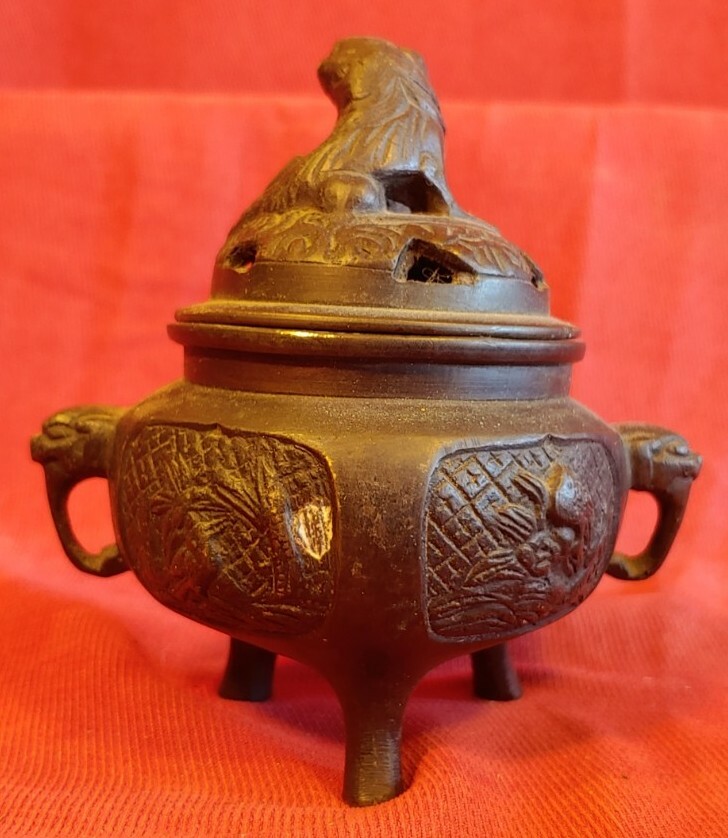 Antique Old Vintage Asian Bronze Incense Burner