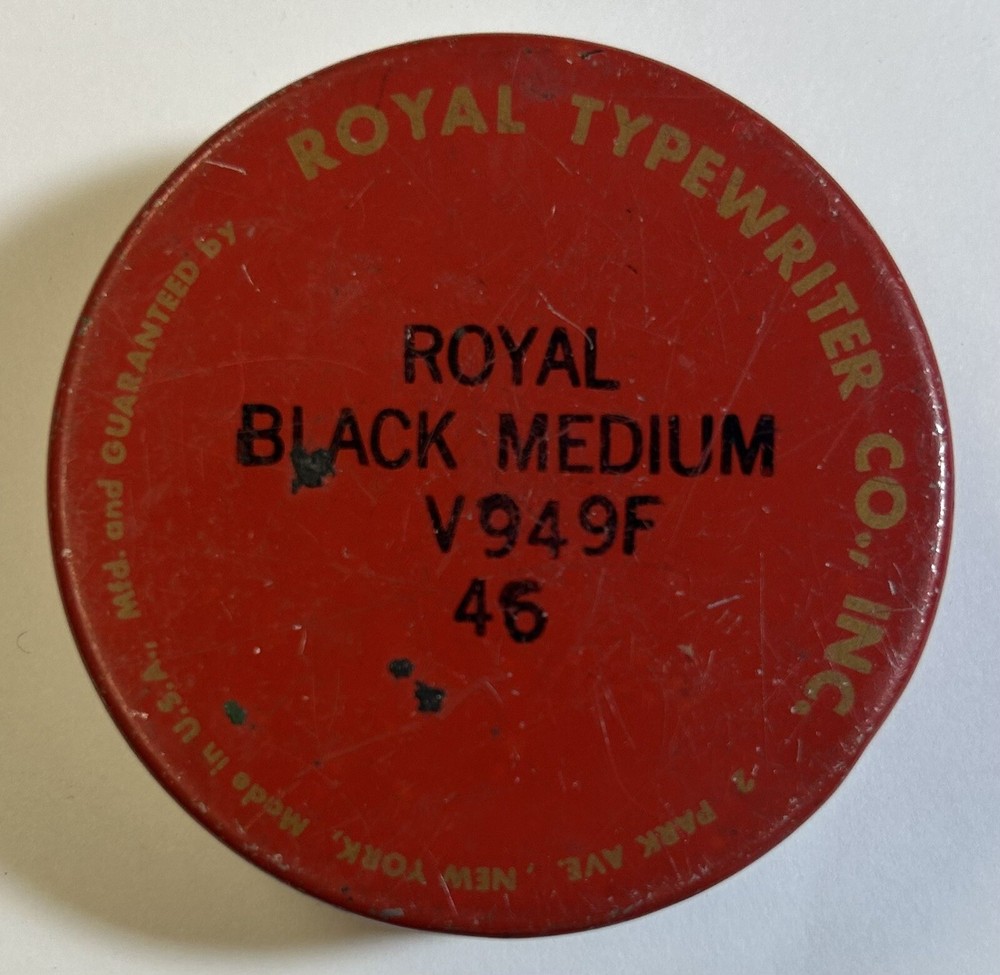 Vulcan Rotype Typewriter Ribbon Tin, Red 2 5/8” Round