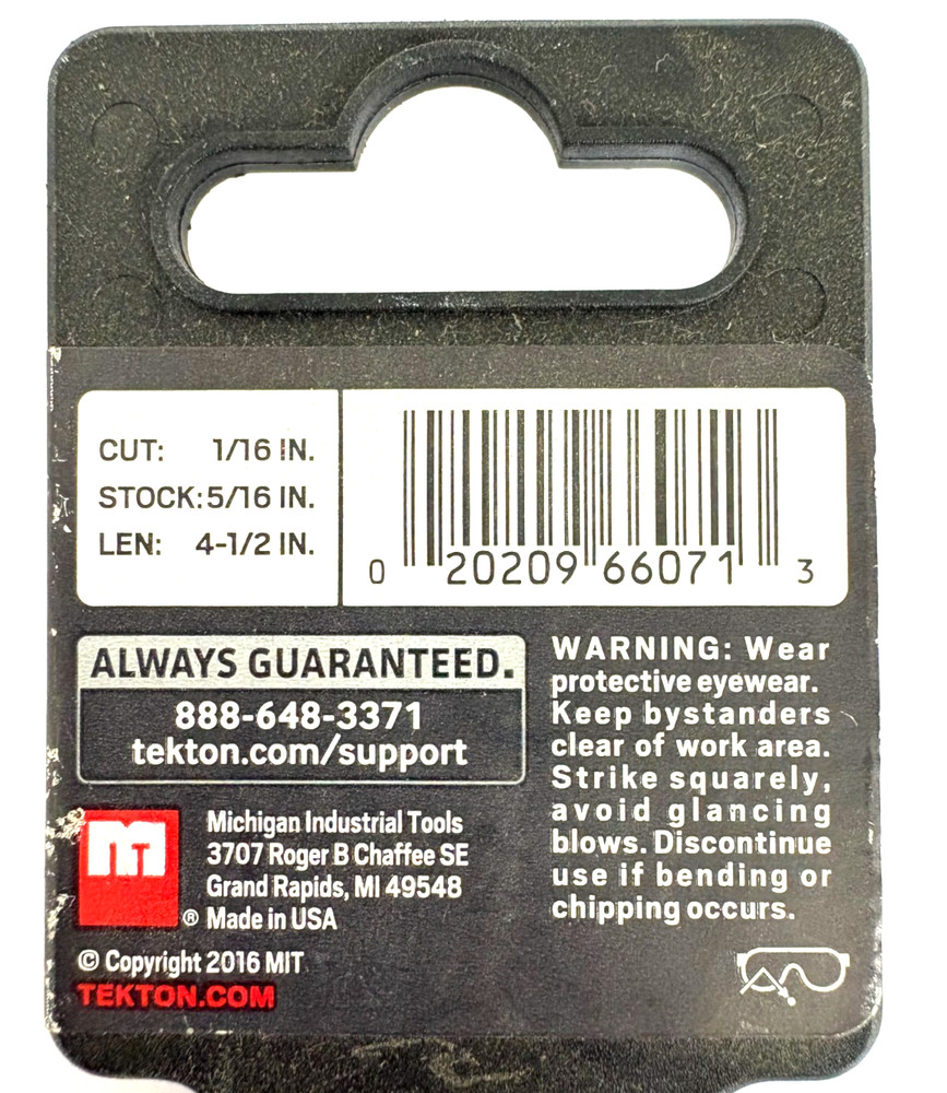 1/16" TEKTON 66071 SOLID PUNCH 4-1/2" LONG USA