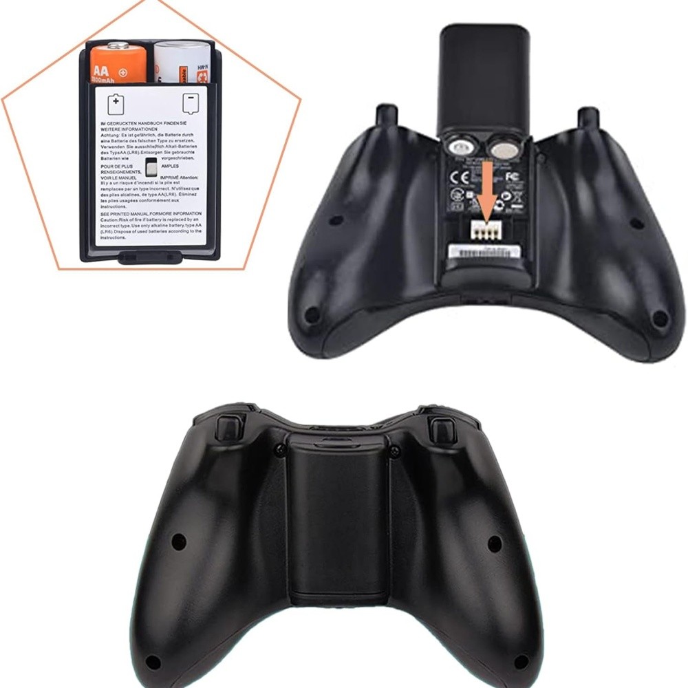 2pcs Black Battery Pack Cover Shell Case Kit for Xbox 360 Wireless Controller