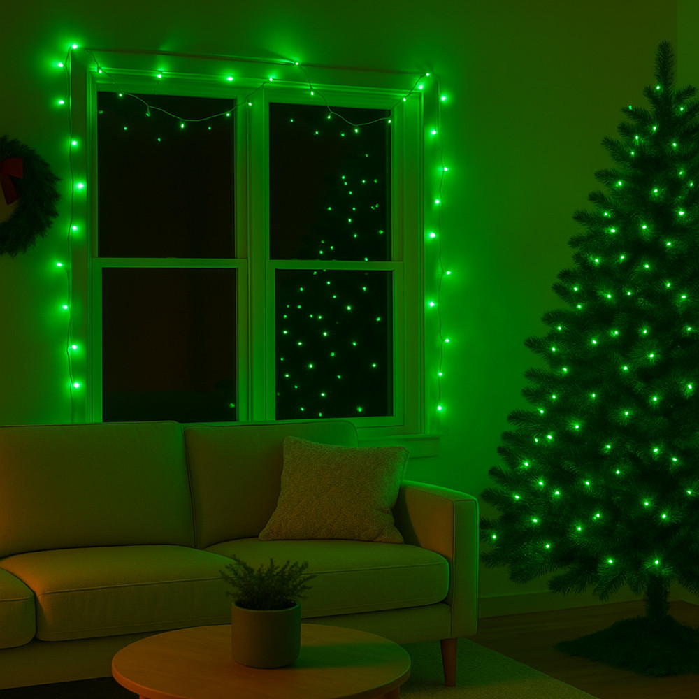 Elegani 100 LED String Lights with Flexible Clear Wire – 33ft, Green