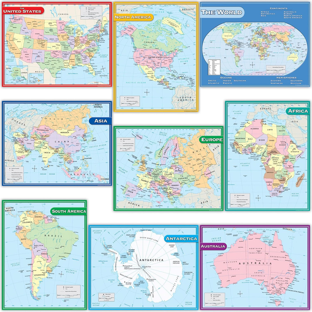 TCR9689 Map Charts Set (Pack of 9)