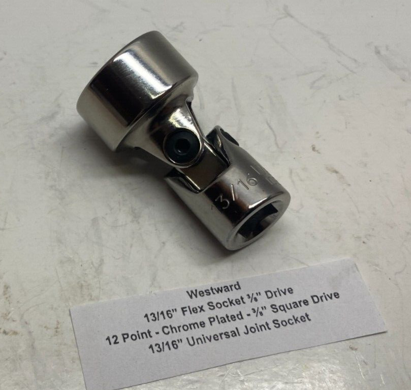 Westward 13/16" Flex Socket (12 Point 3/8" Drive) 13/16" Universal Joint Socket