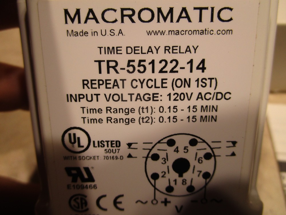 MACROMATIC TR-55122-14 TIME DELAY RELAY, R0171