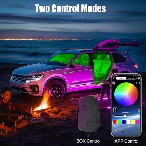 Car Lights Interior, LED Lights for Car APP+ Box Control Cigarette Lighter