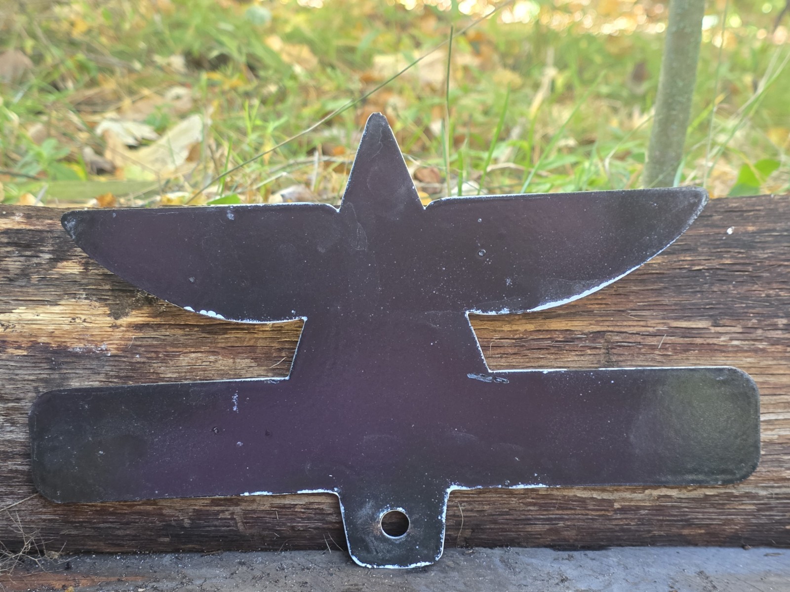 VINTAGE FLYING A GIANT POWER PORCELAIN LICENSE PLATE TOPPER 11"x7"