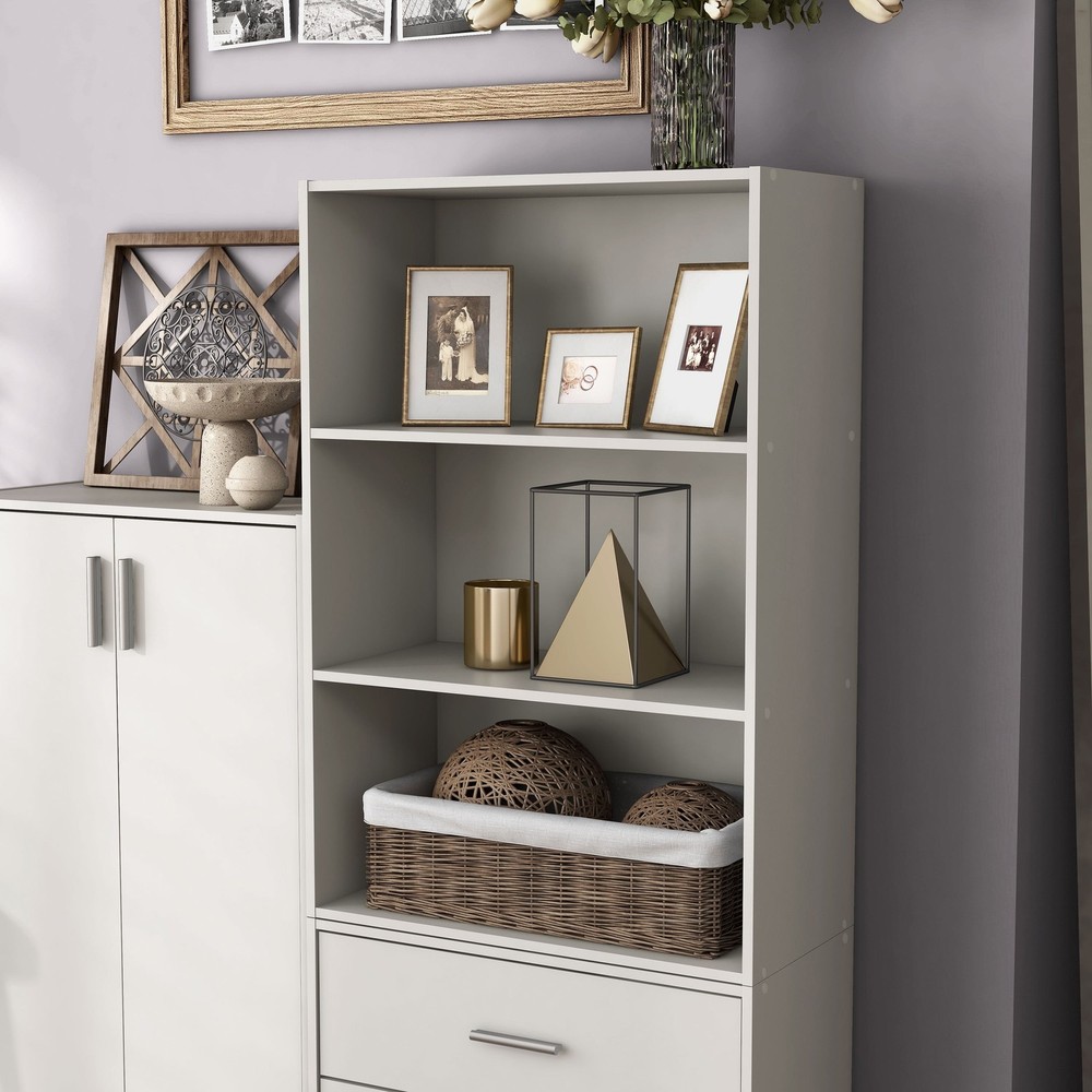 Brooks Stackable 3-Tier Wood White Bookcase