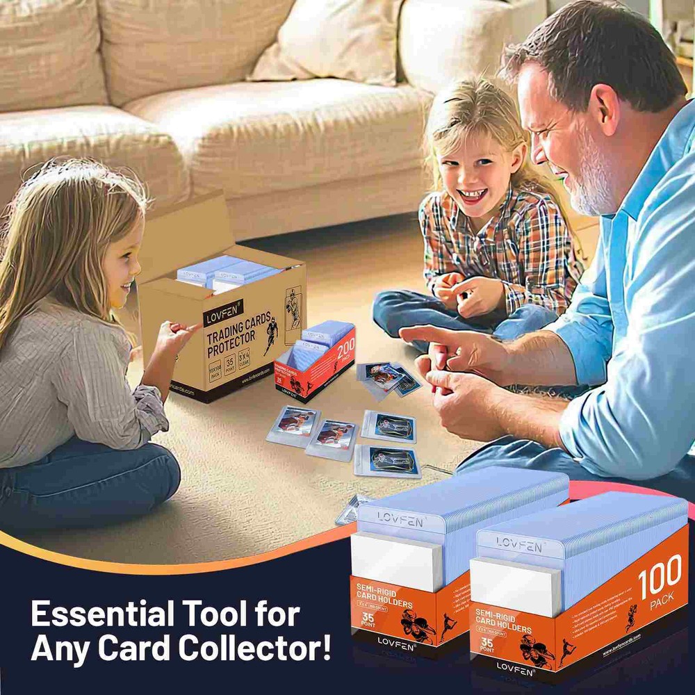 100/200/500/1000CT Semi Rigid Card Holders & Free Soft Sleeves For Standard 35pt