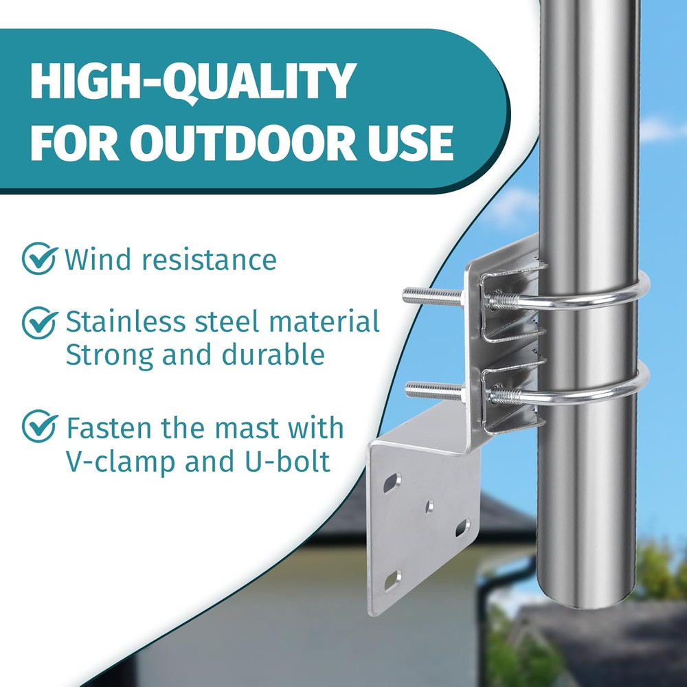 Pole Mounting Bracket, Antenna Mount Bracket, Heavy Duty Antenna Pole Mount, Out