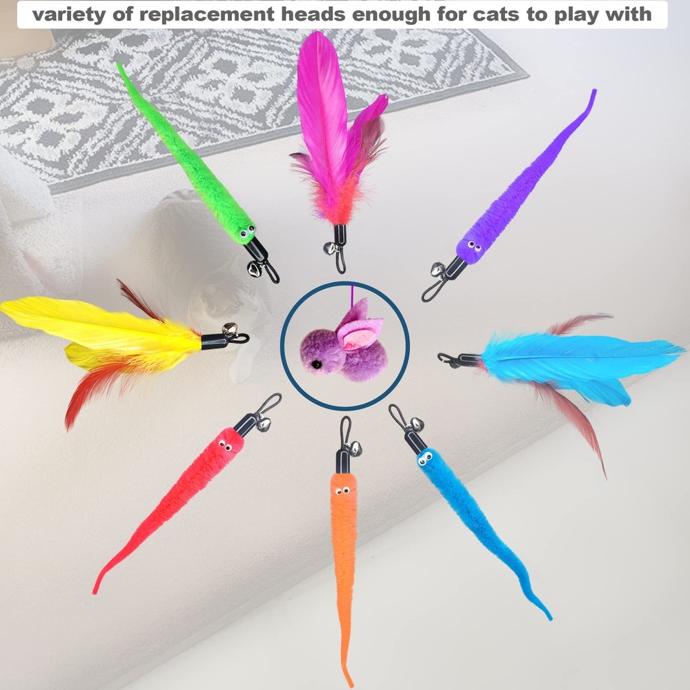 ZPH Cat Toys Interactive for Indoor Cats,2PCS Retractable Wand,9PCS Basic