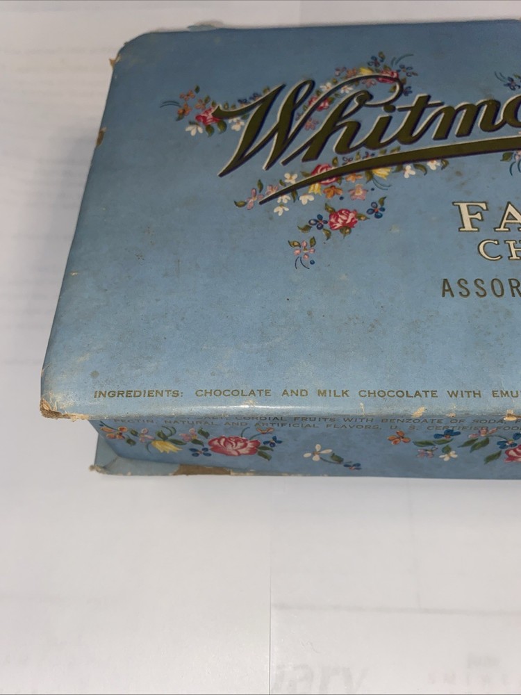 VTG Whitman’s Fairhill Chocolates Empty Box Assorted Selected Centers 1lb Box