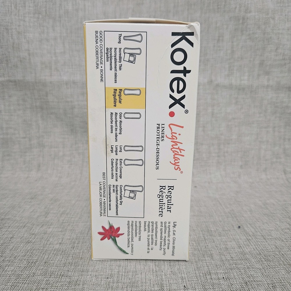 Vintage KOTEX LIGHTDAYS Liners Regular 64 Count Unscented 2004