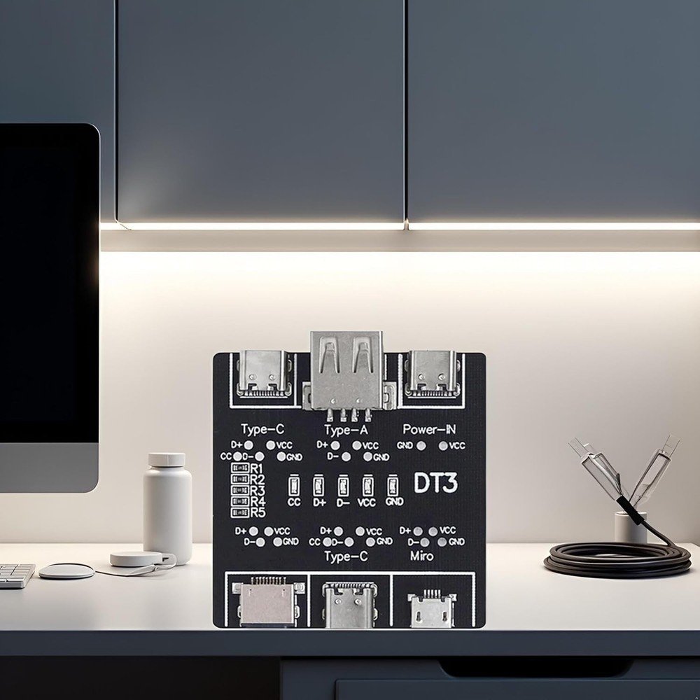Durable Black PCB USB Tester - Check Charging & Data Transfer for All USB Types