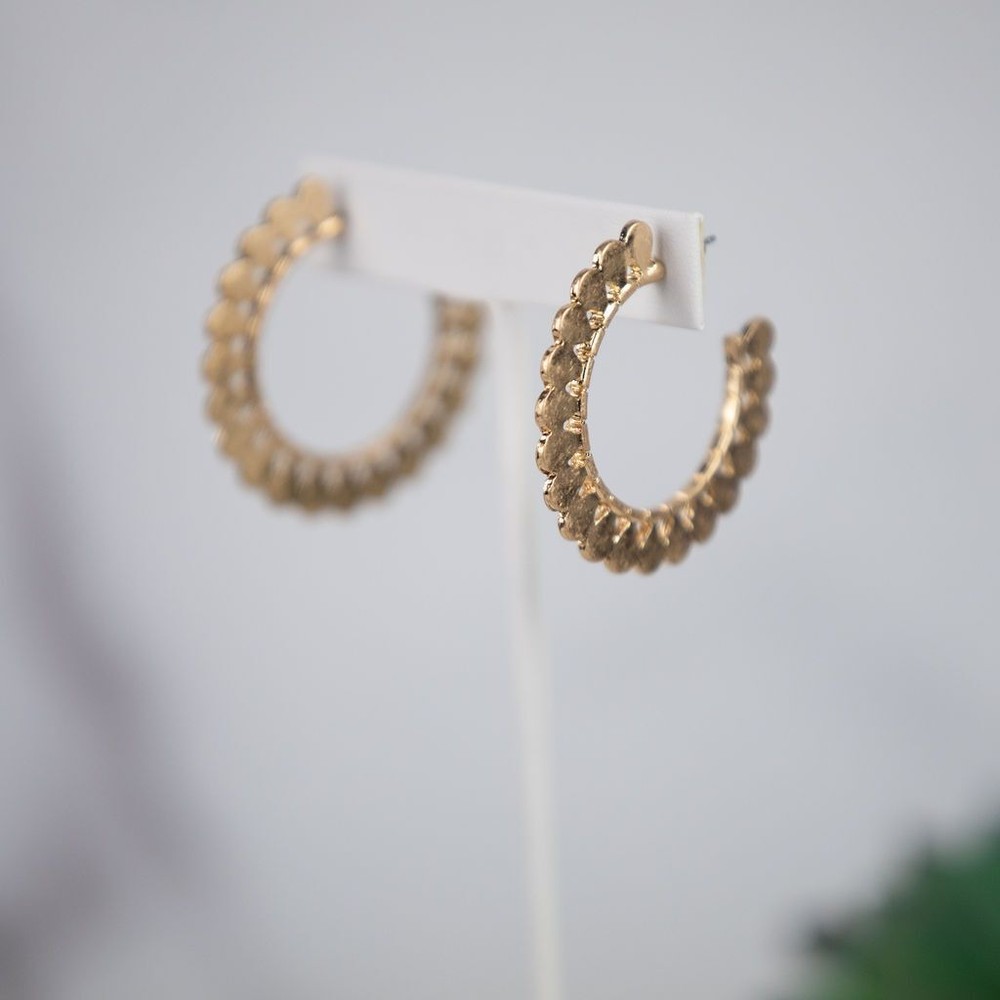 Amy Scalloped Edge Hoops in Silver or Gold