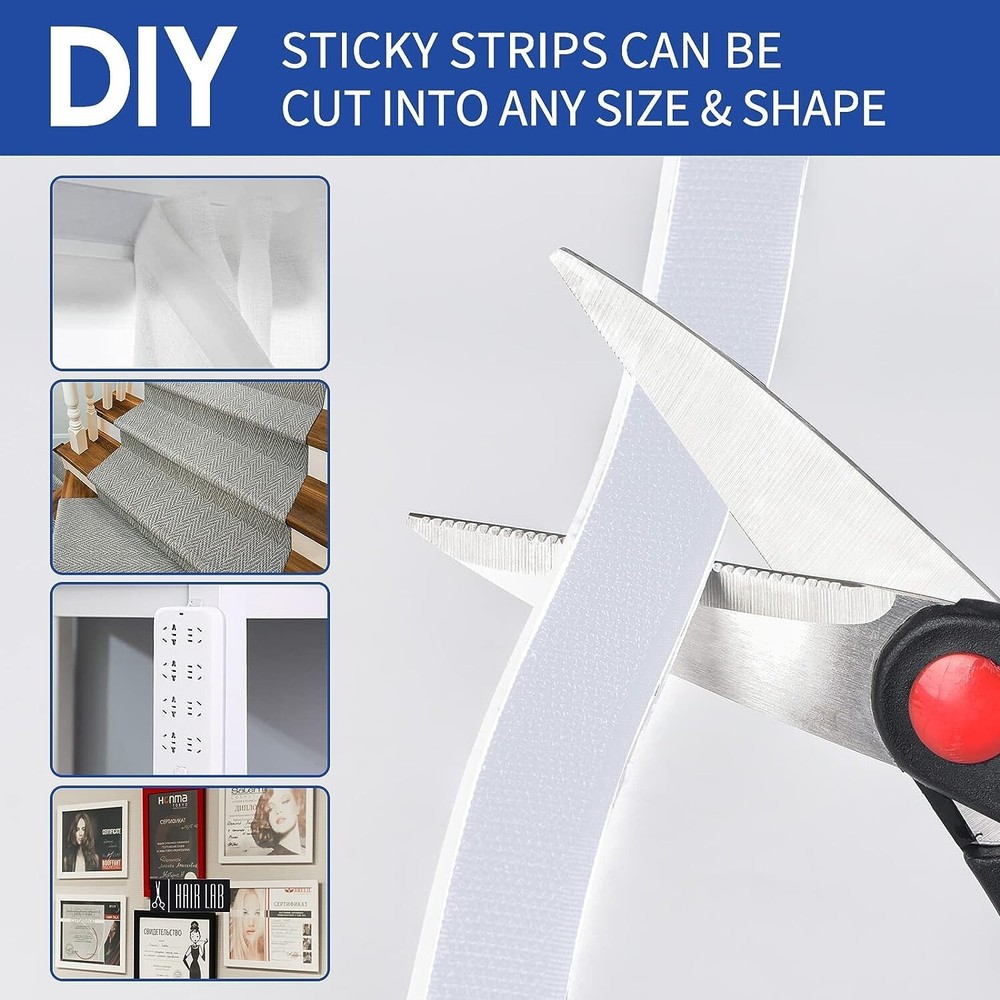 HOOK & LOOP Combo Adhesive Strips Bulk Pack - 1" x 75', White