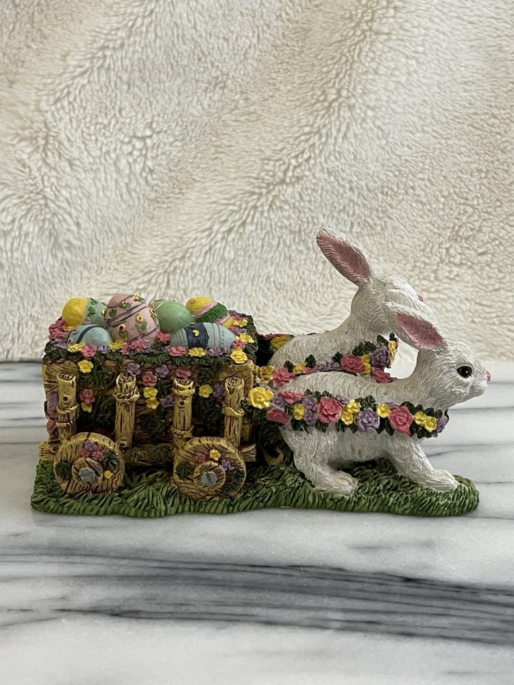Three Hands Easter Collection Bunnies with Easter Egg Cart Figurine