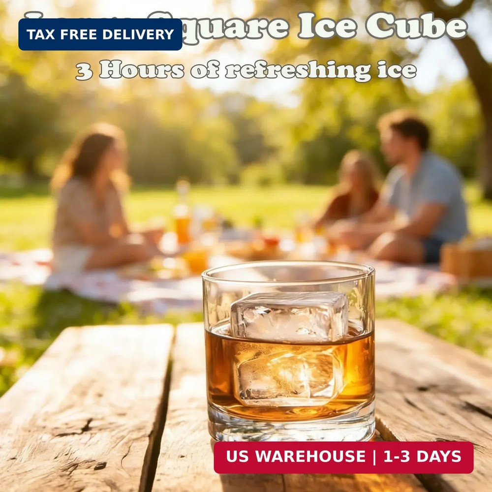 Large Square Ice Cube Molds (2-Pack),Silicone Ice Cube Trays for Freezer with Li