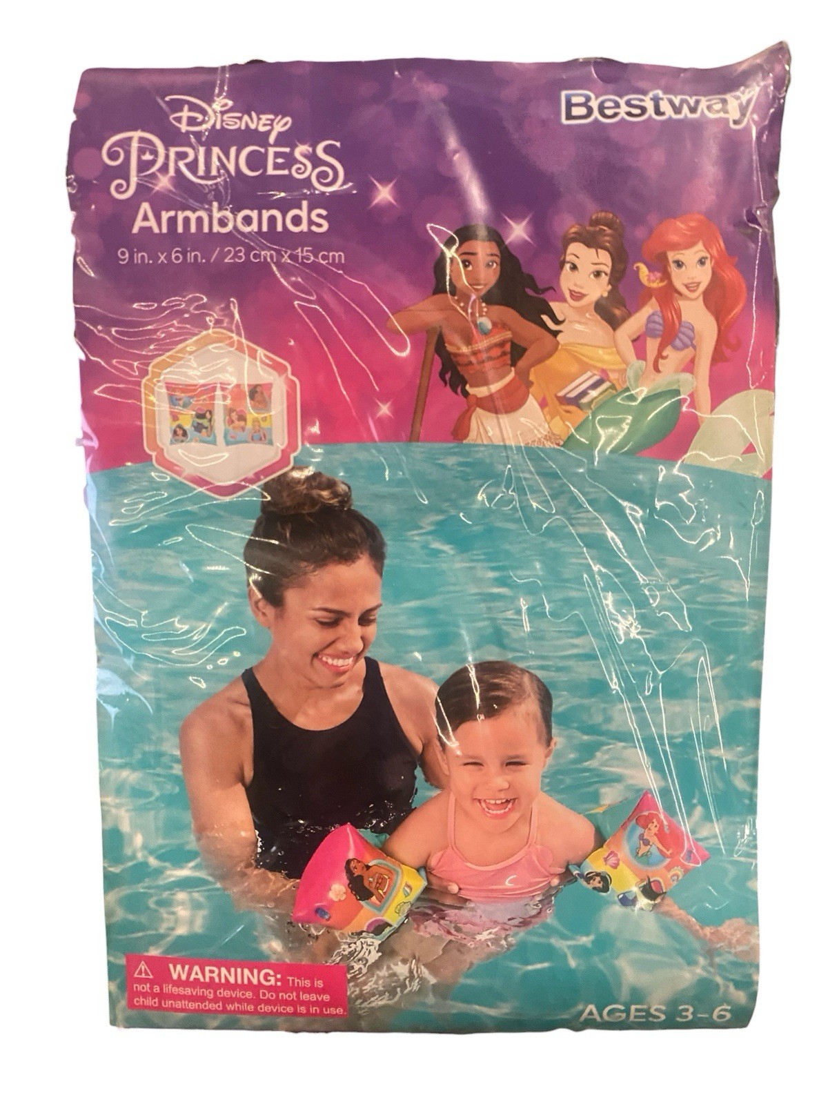 Disney Princess Swim Arm Floats Inflatable Swimming Pool Float 9x6"