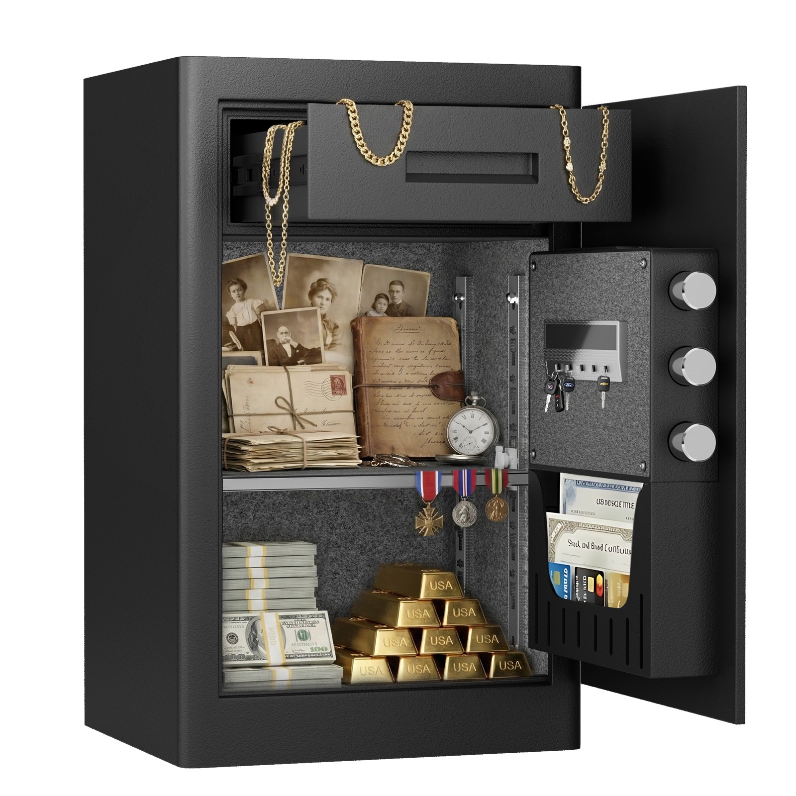 6.0 Cub Digital Extra Large Safe with Slide Drawer for Jewelry Cash Pistol