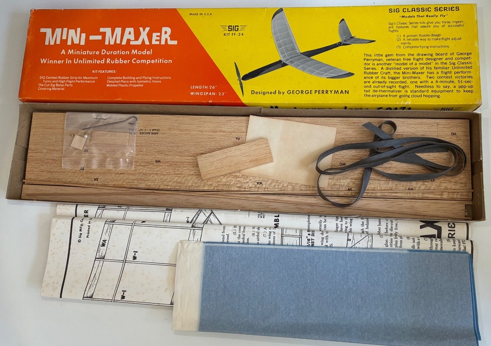 SIG Mini Maxer 26" Wingspan Free Flight Model Airplane Kit