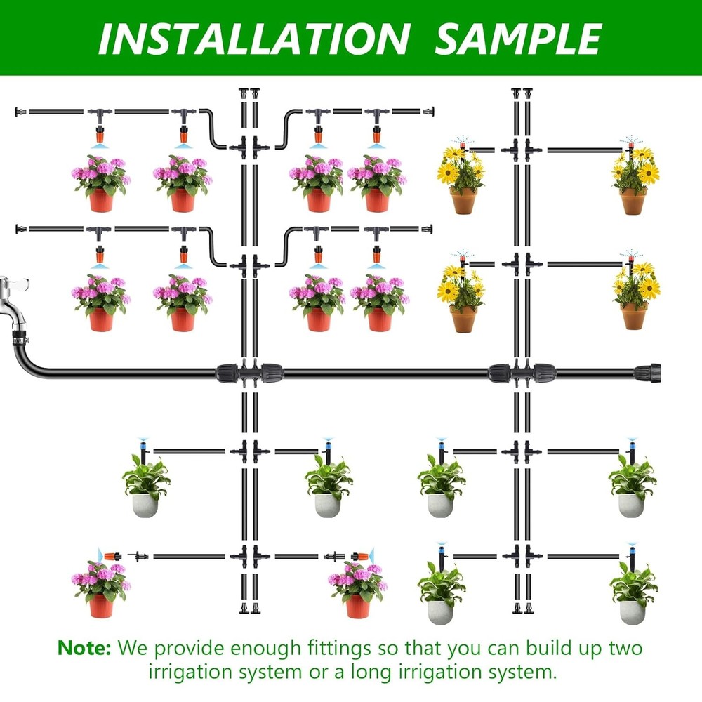 256FT Automatic Drip Irrigation System Kit,Automatic Garden Watering Misting Sys