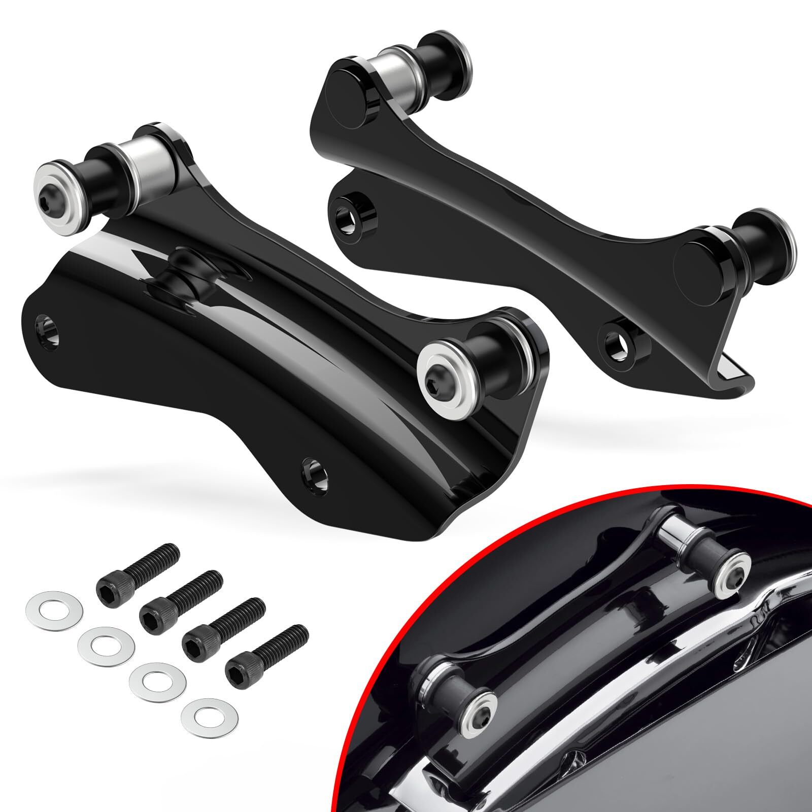 Vivid Black Docking Hardware Kit for Harley Davidson Touring Models 2014-2024