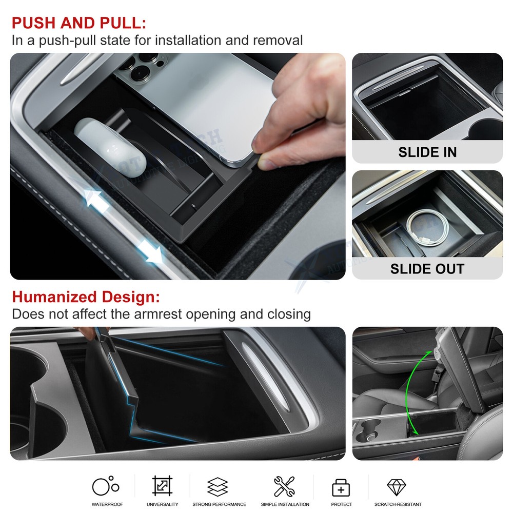 For Tesla Model 3&Y Console Insert Tray Armrest Compartment Storage Holder Kit