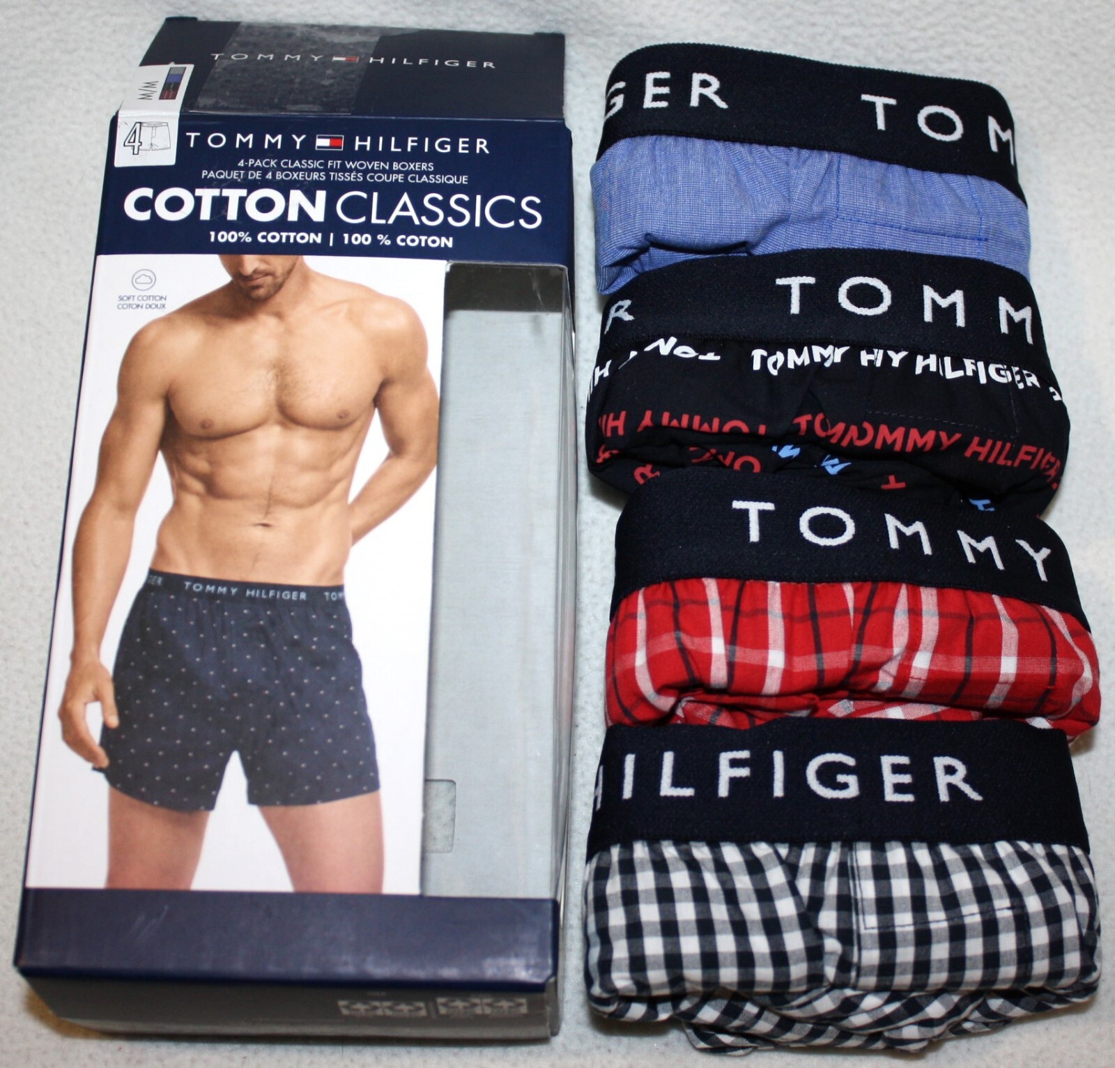 4 Tommy Hilfiger Woven Boxers Cotton  Men's M L  XL Underwear Classic Fit $49.50