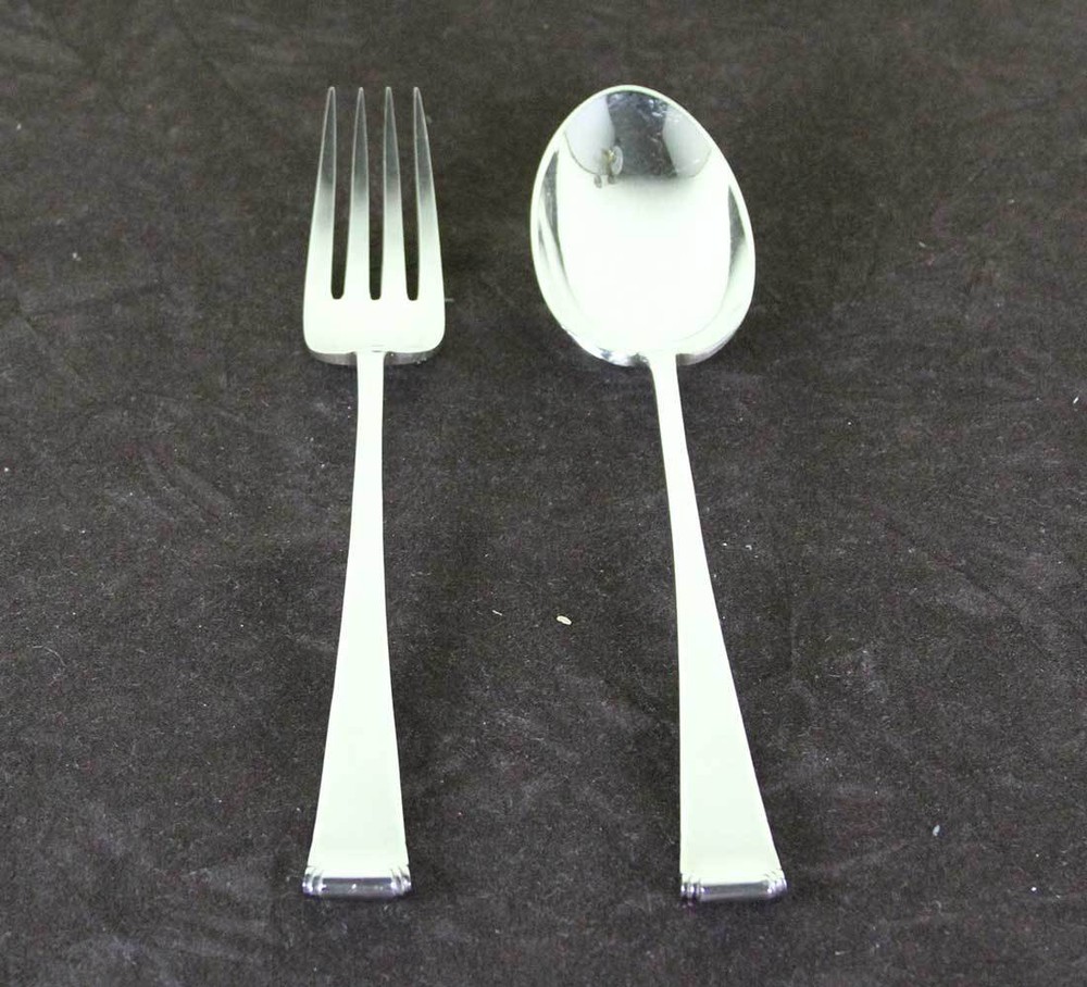 Silver Large Serving Spoon & Fork, Art Deco
