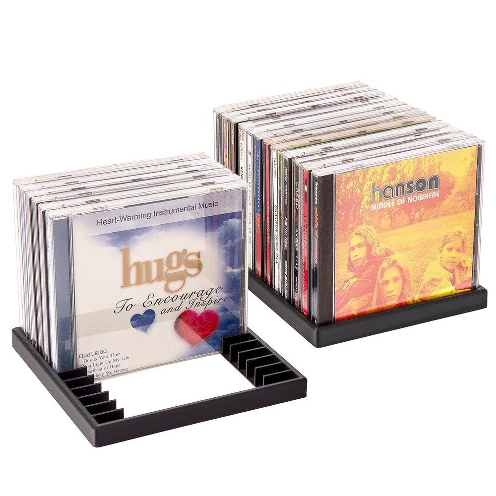 2PCS CD Storage Rack 24 Slots - Space Saving No Assembly CD Holder & Organize...