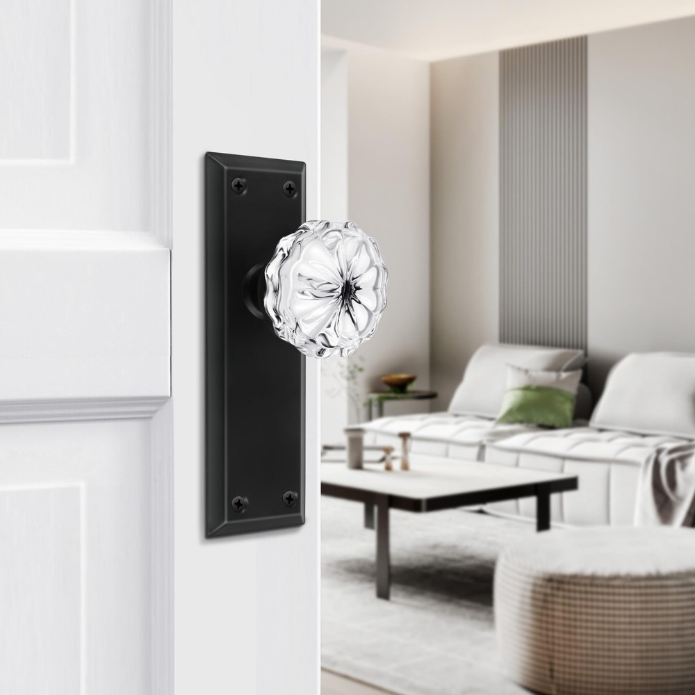 2 Pack Vintage Matte Black Single Sided Crystal Dummy Door Knobs Interior, An...