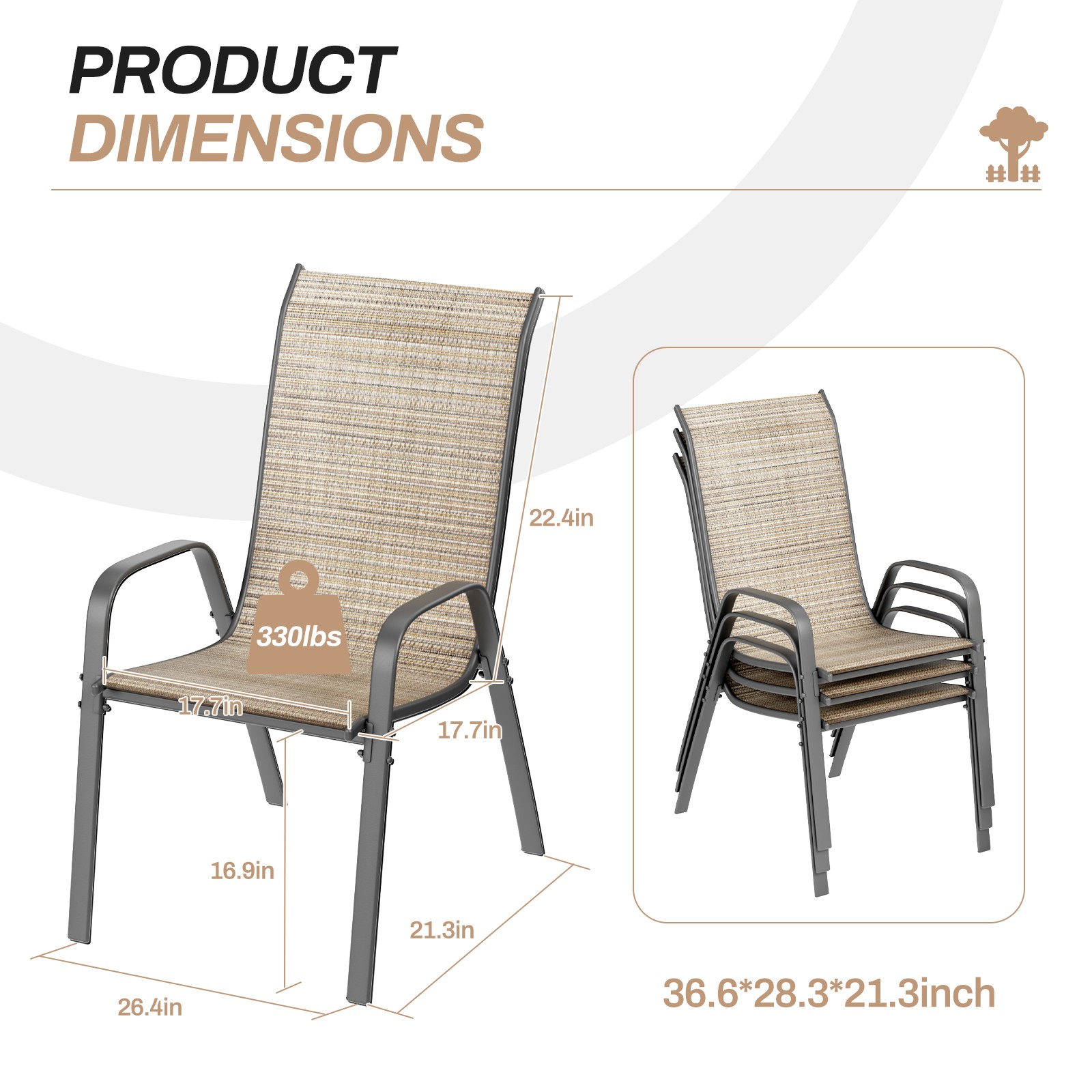 Patio Dining Chairs Set of 6 Outdoor Patio Furniture Dining Chairs for Garden