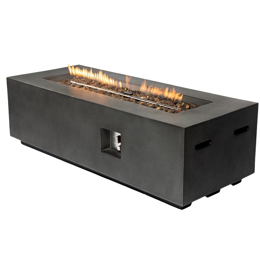 60 inch Outdoor Rectangle Propane Fire Pit Table 60000 BTU Concrete Fire Table
