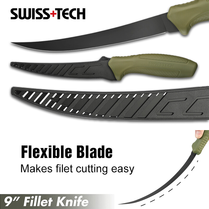 9" Fishing Knife Set Fillet Knife for Filleting Boning w/Floating Foam Handle US