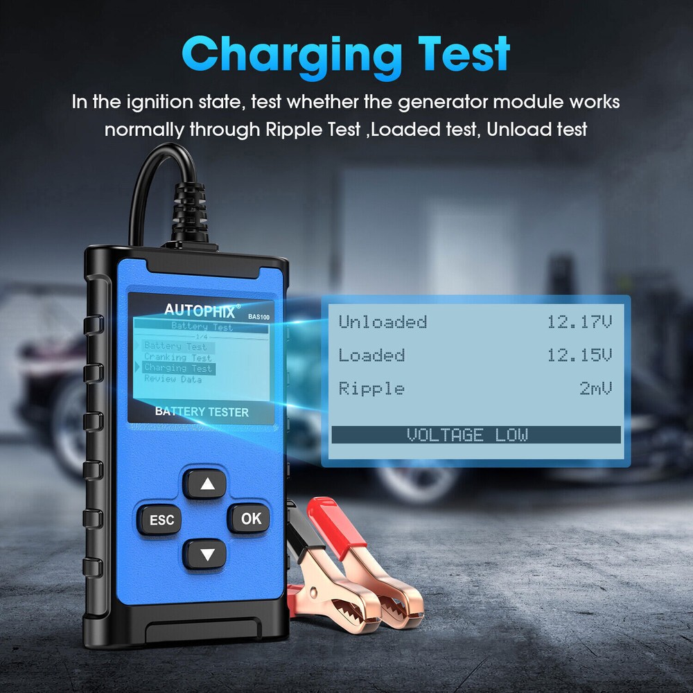 AUTOPHIX BAS100 12V 100-2000 CCA Car Battery Load Tester Tool Digital Analyzer