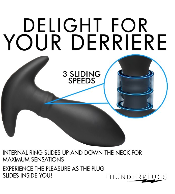 Rim Slide 10x Sliding Ring Silicone Butt Plug With Remote