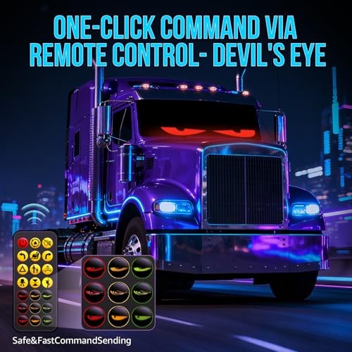 LED Sign for Car 2PCS - 23''x5'' Devil's Eyes Light for Windshield, 5V USB