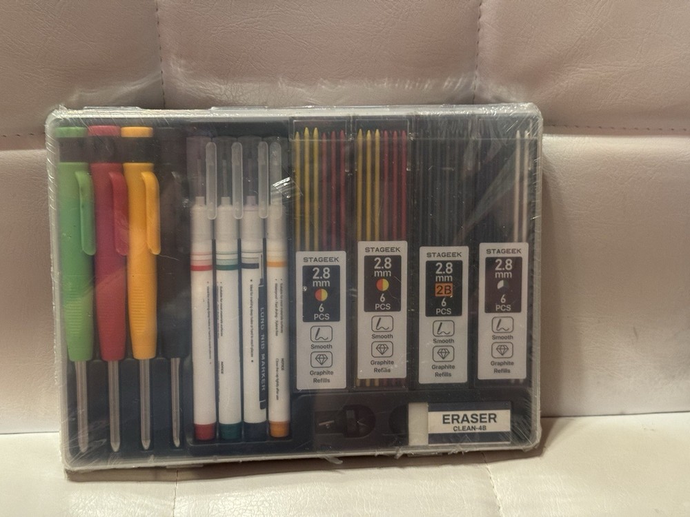 Stageek Carpenter Pencil Marker 34 Piece Kit Includes 24 Graphite Refills New