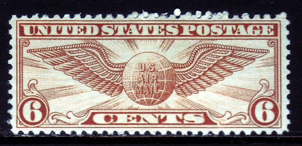 #C19 SIX CENT WINGED GLOBE.  EXTRA FINE 3. HINGED ORIGINAL GUM.