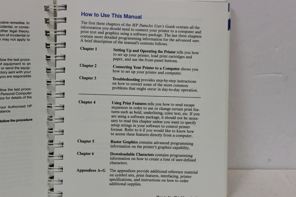 HP PAINTJET COLOR GRAPHICS PRINTER USER'S GUIDE 03630-9001