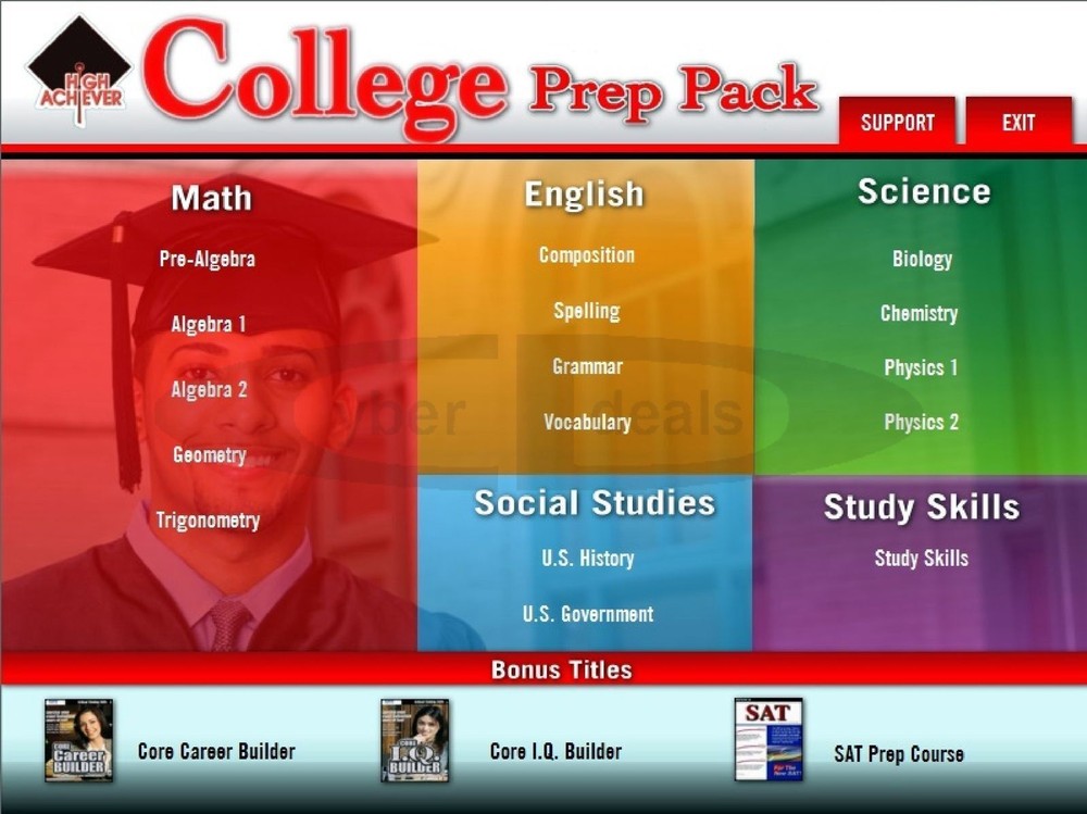 High Achiever College Prep Pack 16 Core Curriculum Subjects Learning PC Software
