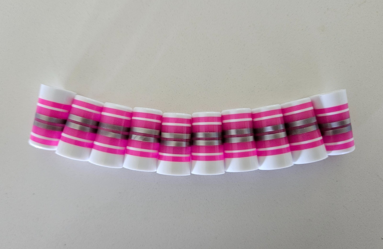 (10) Custom Golf Iron Ferrules Bubblegum White, Pink and Silver - Pick Diameter