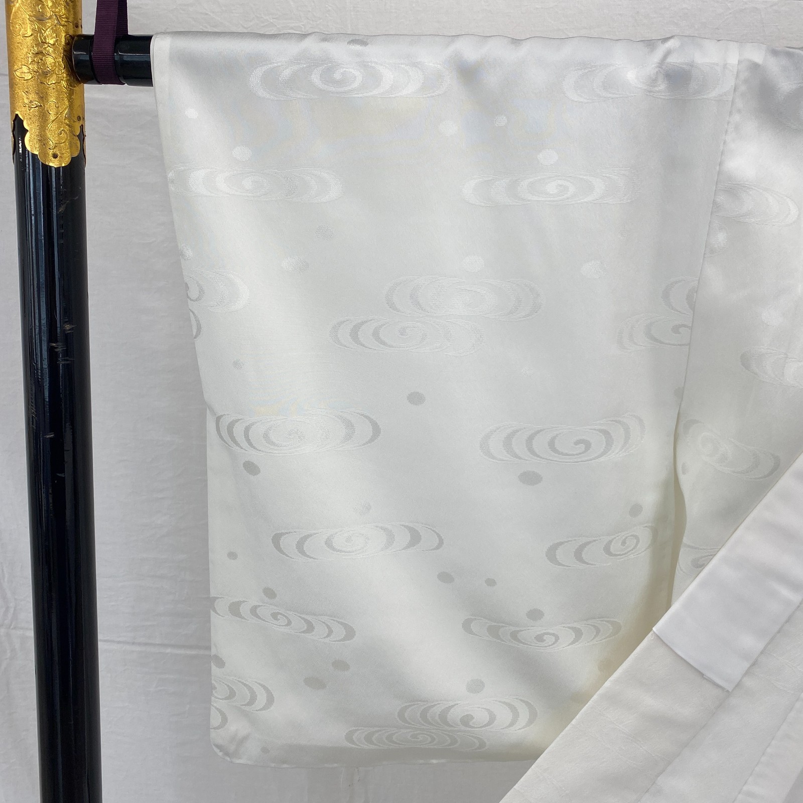 Japanese Vintage Kimono Juban Polyester White Traditional Authentic Length 53 in